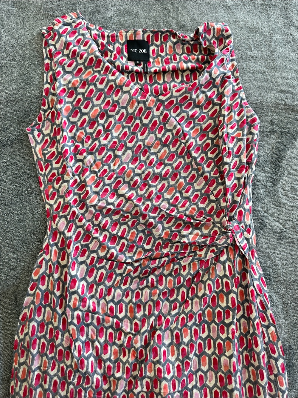 Nic+Zoe Pink Geometric Sleeveless Wrap Dress Medium - Picture 6 of 8